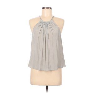 Ramy Brook Silver Gray Pleated Satin Halter Top Blouse Sz S NEW